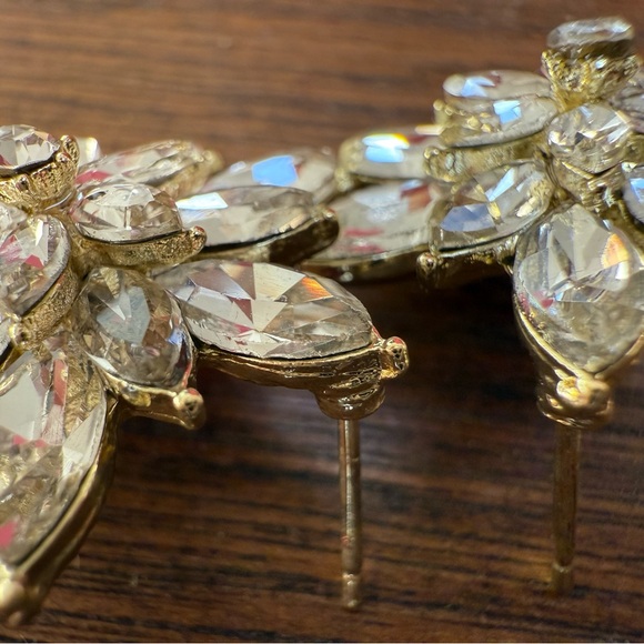 Elegant Crystal Flower clusters clip on vintage Earrings rhinestones iridescent - Picture 8 of 9